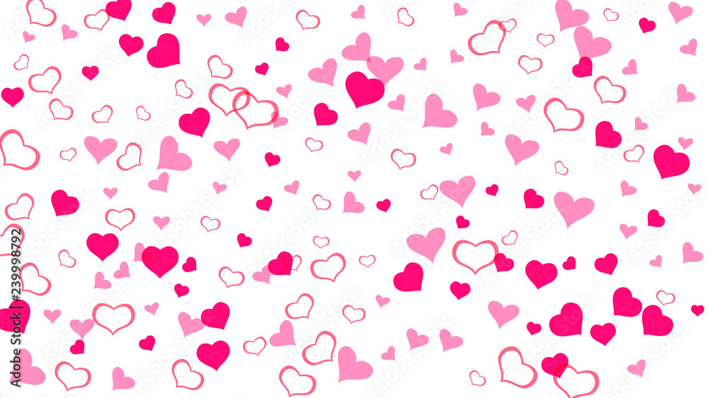 Spring background. A sample of wallpaper design, textiles, packaging, printing, holiday invitation for wedding. Red on White fond Vector. Red hearts of confetti crumbled. Spring background. A sample of wallpaper design, textiles, packaging, printing, holiday invitation for wedding. Red on White fond Vector. Red hearts of confetti crumbled.