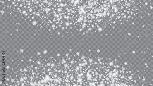 Wallpaper Mural Christmas Magic Illustration. Macro snowflakes flying border illustration. Winter card with snowflakes. Transparent base. Torontodigital.ca
