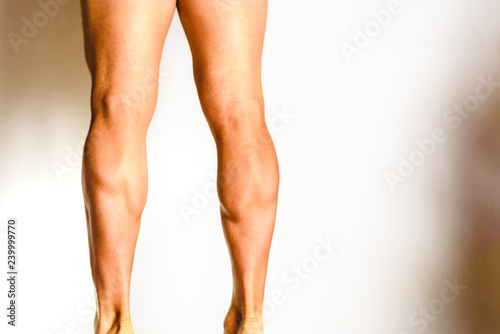 Muscles of the posterior leg, soleus and gastrocnemius muscle, photo of an athlete. photo