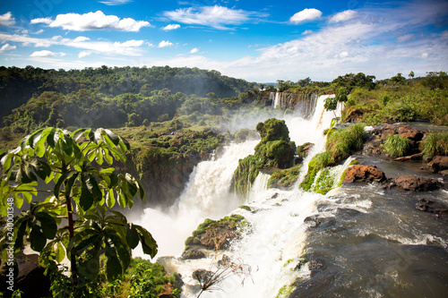 Top view of Iguazu waterfalls in Argentina