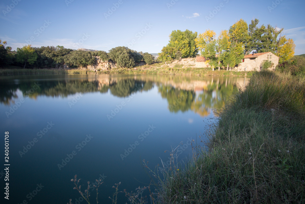 Autumn poplars in Alcala de la Selva Teruel Aragon Spain