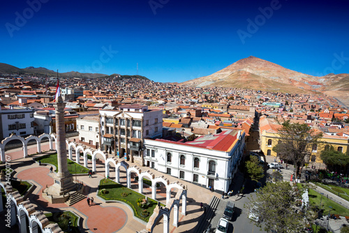 City view of Potosi Bolivia with Cerro Rico in the background photo