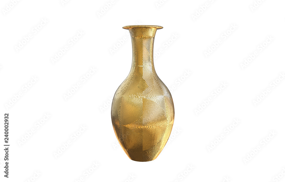3d illustration of decorative golden vase isolated on a white background 3d illustration of decorative golden vase isolated on a white background