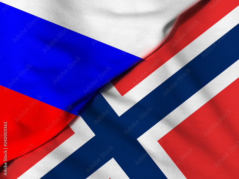 Two flags. Russian Federation and Kingdom of Norway. Two flags. Russian Federation and Kingdom of Norway.