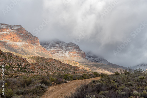 Snow is visible on the mountains at Kromrivier