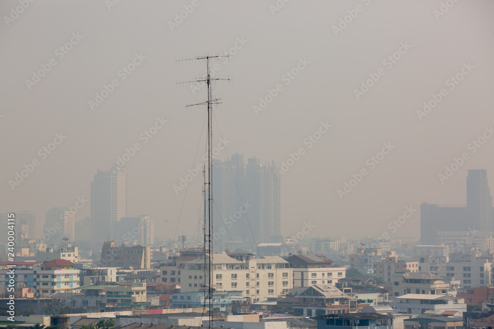 Office building under smog in Bangkok