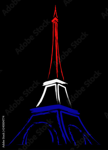 Abstract logo or sign for France, Paris and Eiffel Tower.