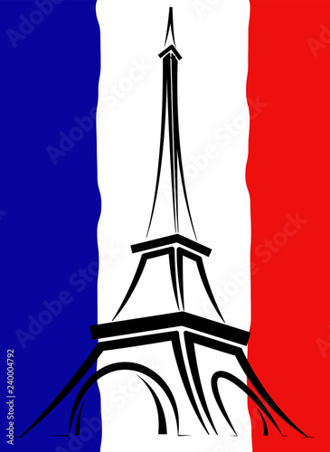 Abstract logo or sign for France, Paris and Eiffel Tower.