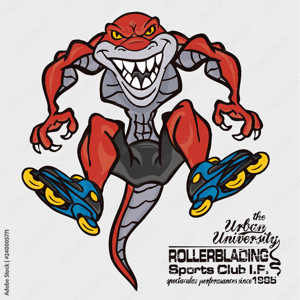 Naklejka premium Krokodyl na rolkach