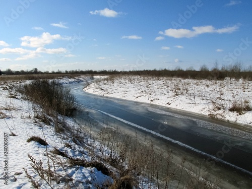 Spring, the river melts ice, warmth and spring mood