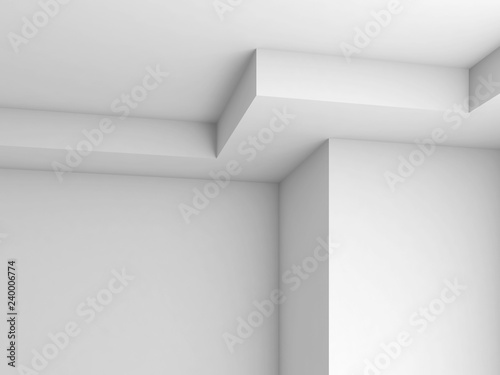 Empty white abstract interior with corner column