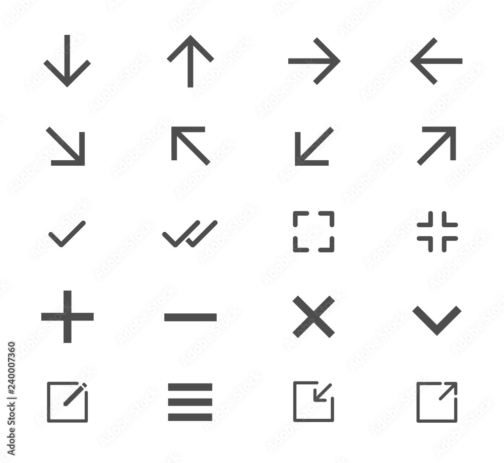 Arrows and signs web icons. Ui elements. Arrows and signs vector icons for web, mobile and ui design