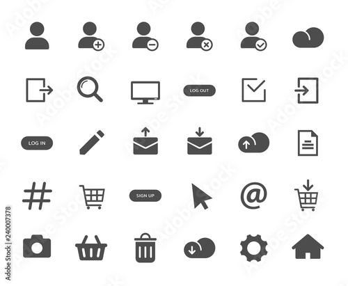 Account web icons. Ui elements. Account vector icons for web, mobile and ui design