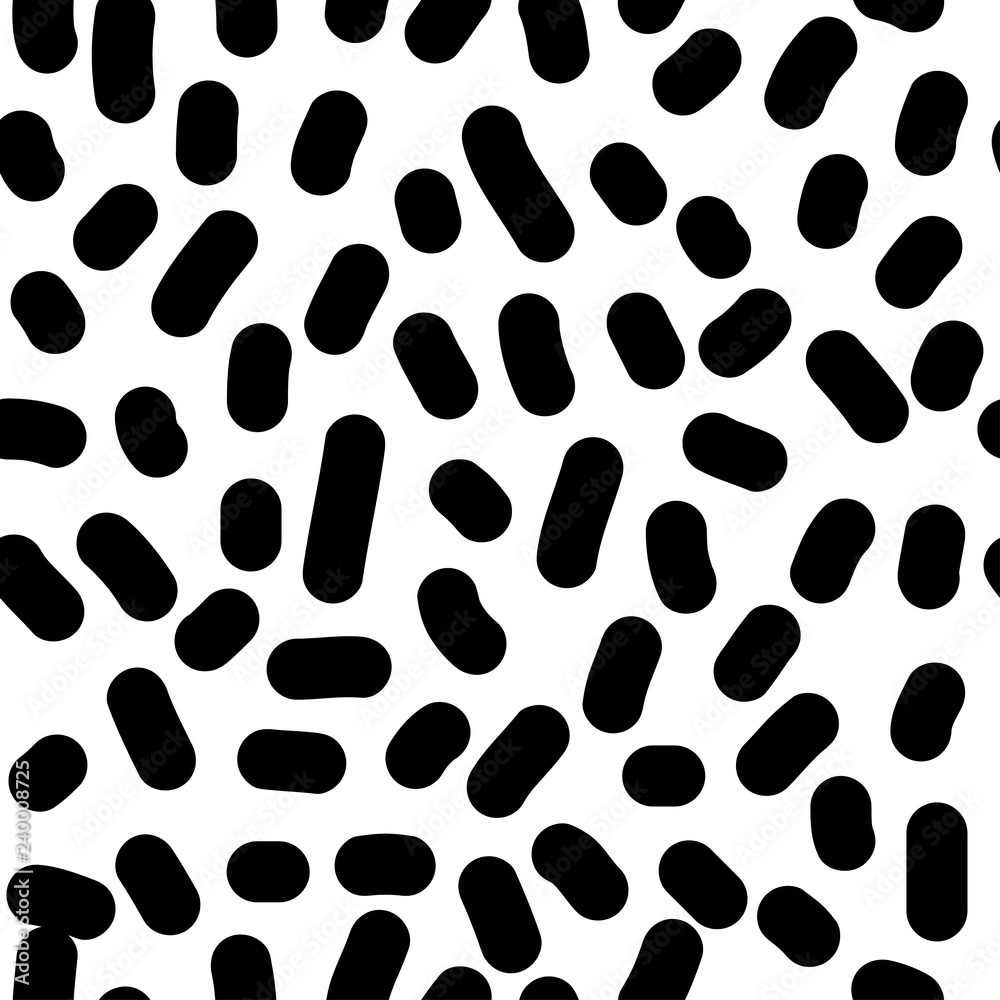 Fototapeta premium Handmade contrast seamless pattern. Childish craft monochrome wallpaper for birthday card, baby nappy, school party advertising, shop sale poster, holiday wrapping paper, textile, bag print etc.