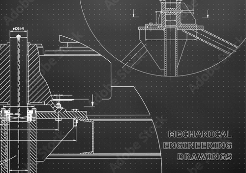 Mechanical engineering. Technical illustration. Black background. Points