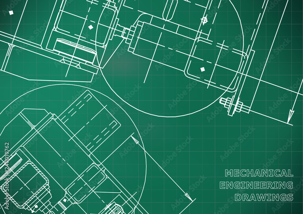 Mechanical Engineering drawing. Blueprints. Mechanics. Cover. Light green background. Grid Mechanical Engineering drawing. Blueprints. Mechanics. Cover. Light green background. Grid