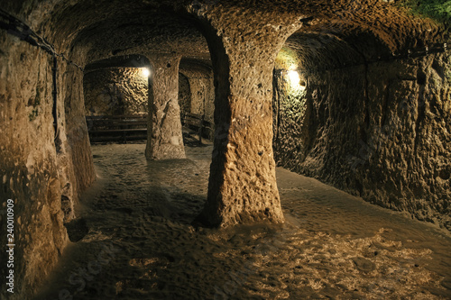 Explore Derinkuyu underground city in Cappadocia, Turkey. photo