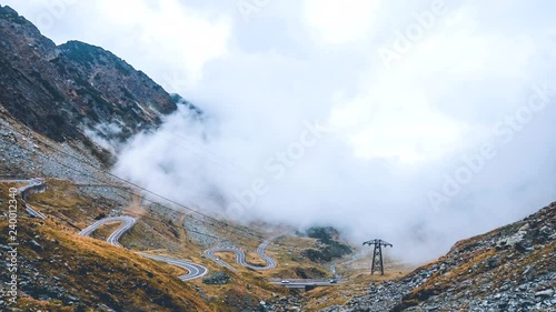     Dramatic fog over Transfagarasan road in Romania, video time lapse. 