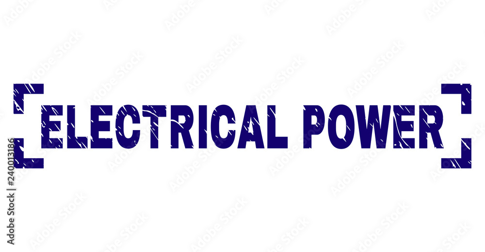 ELECTRICAL POWER tag seal watermark with grunge texture. Text tag is placed inside corners. Blue vector rubber print of ELECTRICAL POWER with unclean texture.