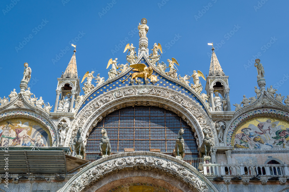 Decorated historic facade at the Piazza San Marco