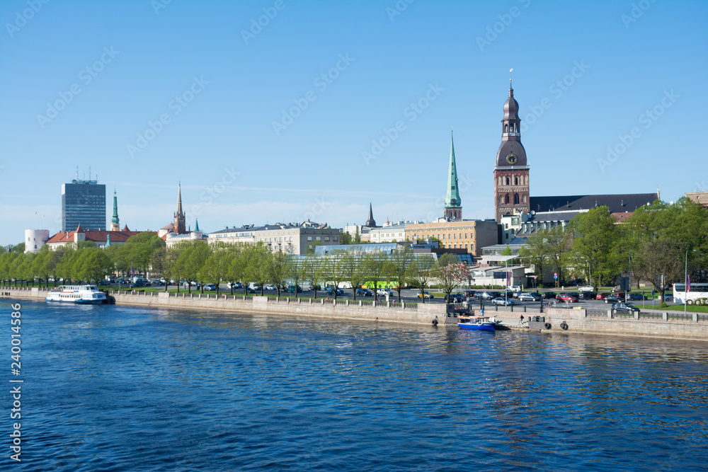 View of the old city and the Western Dvina river in Riga View of the old city and the Western Dvina river in Riga