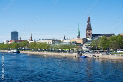 View of the old city and the Western Dvina river in Riga
