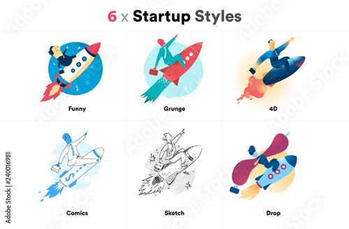Startup Launch Challenge Illustrations Styles