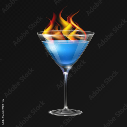 Realistic cocktail sambuka glass vector illustration on transparent background