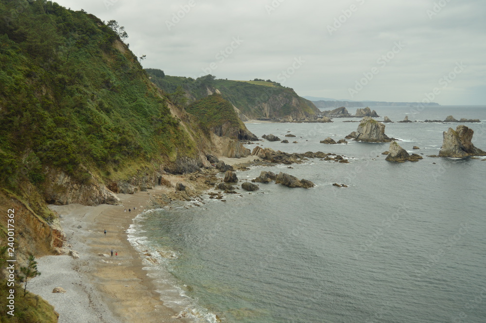 Wonderful Panoramic Views Of The Beach Of Silence. July 30, 2015. Landscapes, Nature, Travel, Geology. Cudillero, Asturias, Spain.
