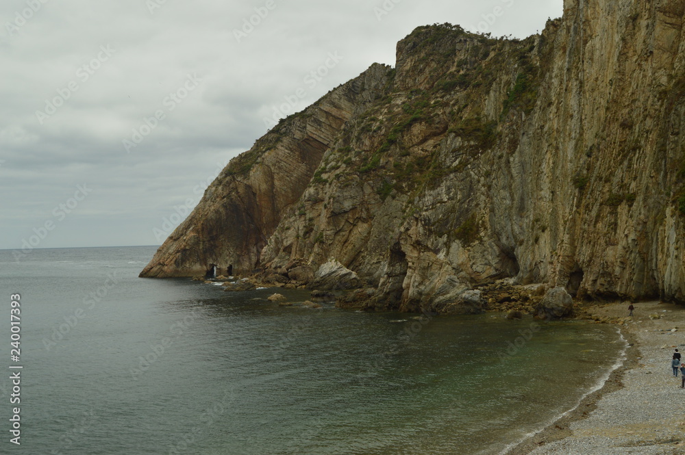 Long, Beautiful And Rocky Beach Of Silence. July 30, 2015. Landscapes, Nature, Travel, Geology. Cudillero, Luarca, Asturias, Spain.