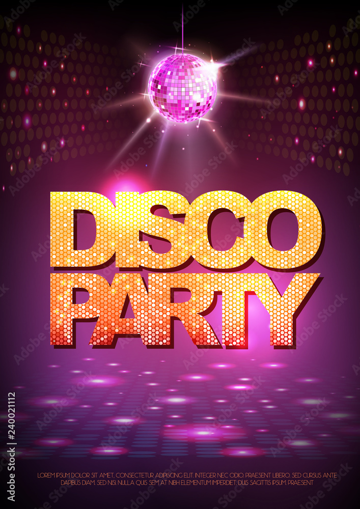 Disco ball background. Disco party poster. Neon Disco ball background. Disco party poster. Neon
