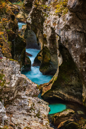 Emerald Soca River Gorge in Slovenia