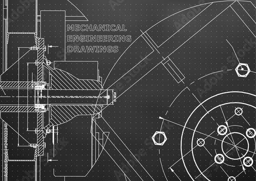 Technical illustration. Mechanical engineering. Black background. Points