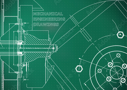 Technical illustration. Mechanical engineering. Light green background. Points