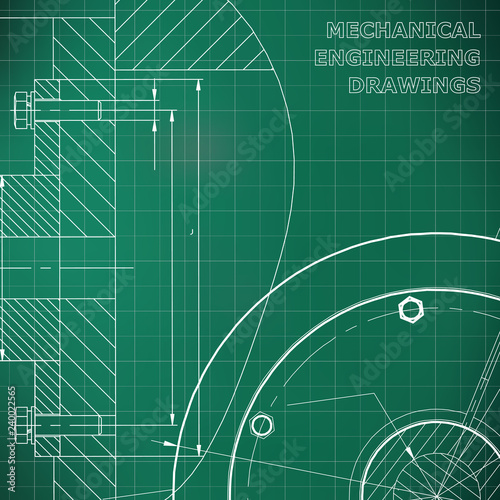 Light green background. Grid. Technical illustration. Mechanical engineering. Technical design. Instrument making. Cover, banner, flyer, background. Corporate Identity © bubushonok