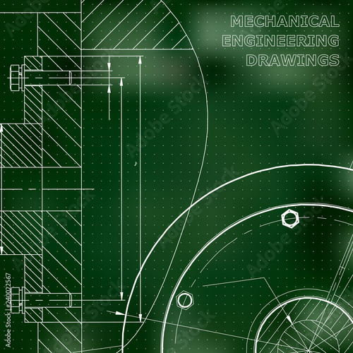 Green background. Points. Technical illustration. Mechanical engineering. Technical design. Instrument making. Cover  banner  flyer  background. Corporate Identity