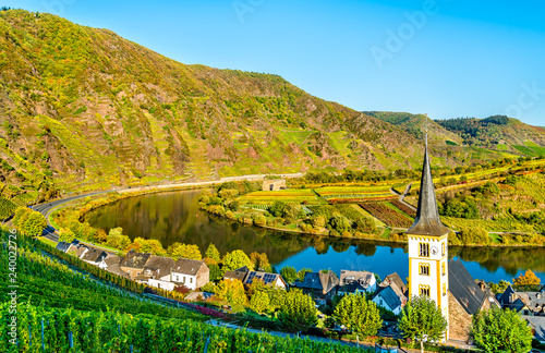 Fényképezés Saint Lawrence Church at the Moselle Bow - Bremm, Germany