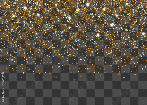 Golden shimmer random falling confetti