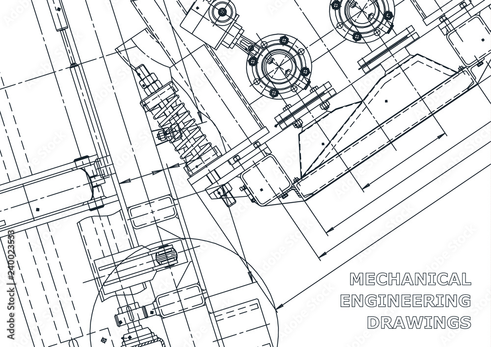 Blueprint. Vector engineering drawings. Mechanical instrument making. Technical abstract backgrounds. Technical illustration, cover, banner