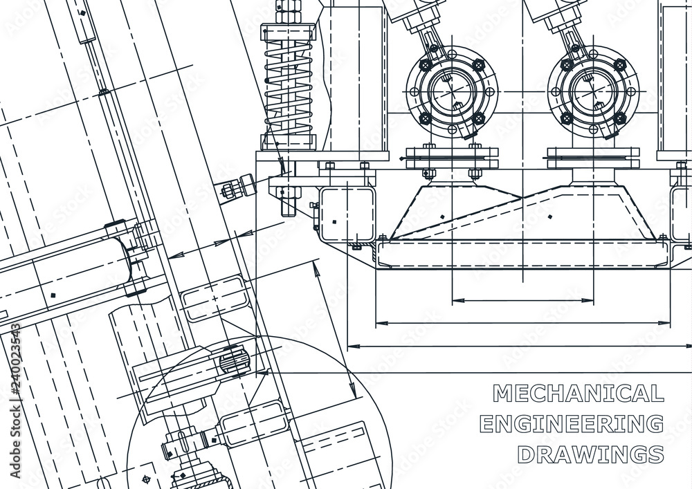 Blueprint. Vector engineering drawings. Mechanical instrument making. Technical abstract backgrounds. Technical illustration