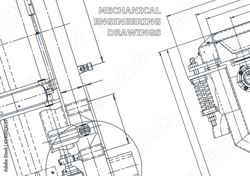 Blueprint. Vector engineering drawing. Mechanical instrument making