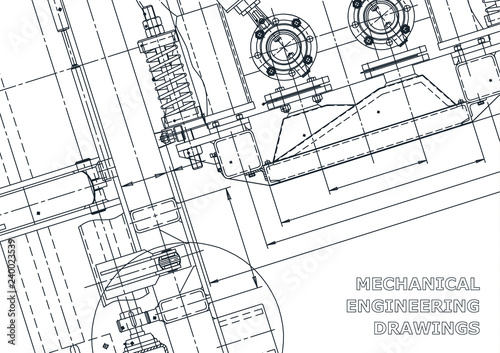 Blueprint. Vector engineering drawings. Mechanical instrument making. Technical abstract backgrounds. Technical illustration, cover
