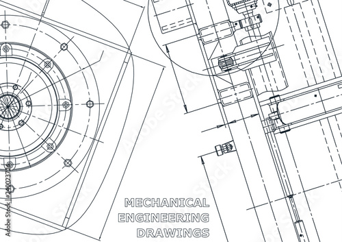 Blueprint. Vector engineering illustration. Cover, flyer, banner, background. Instrument-making drawings. Mechanical engineering drawing. Technical illustrations, backgrounds. Scheme, Outline