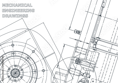 Blueprint. Vector engineering illustration. Cover, flyer, banner, background. Instrument-making drawings. Mechanical drawing
