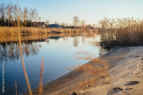 Tableau sur toile Szkarpawa River in Winter