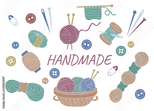 Handmade vector collection. Icons for sewing shop and other project