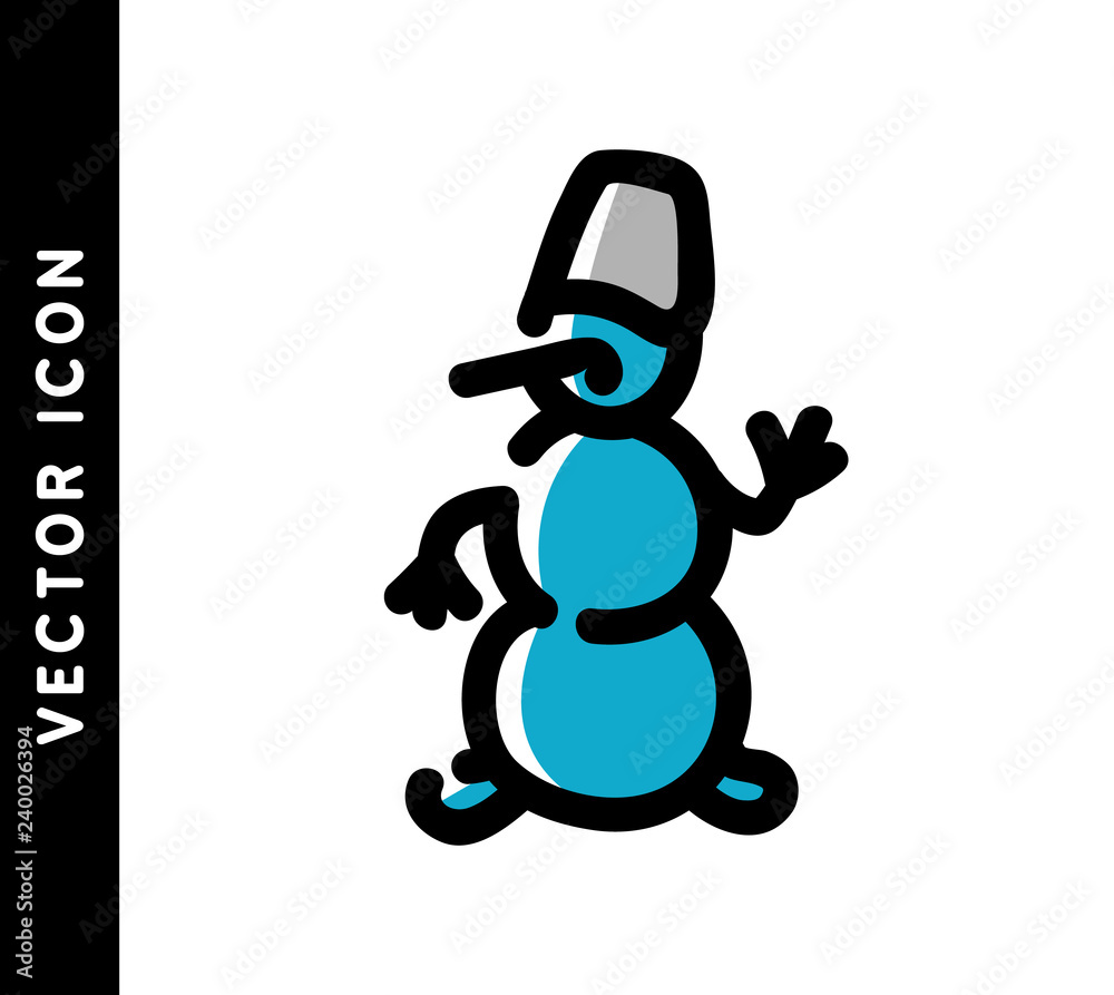 Fotografie Snowman mark. Vector hand drawn illustration. Line icon