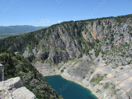 Blue Lake, sinkhole containing a karst lake near the city of Imotski, Croatia