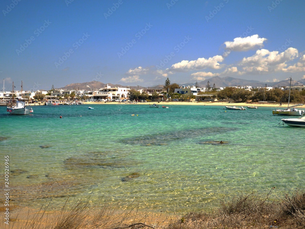 Beach and Turquoise Water on Naxos Island in Greece