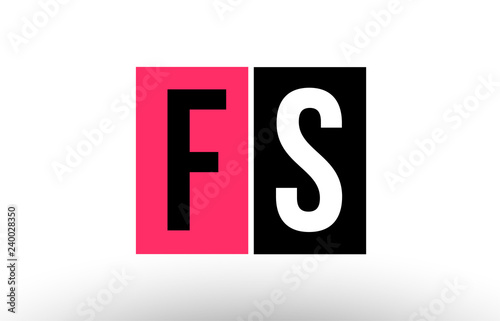 pink black white alphabet letter fs f s logo combination icon design